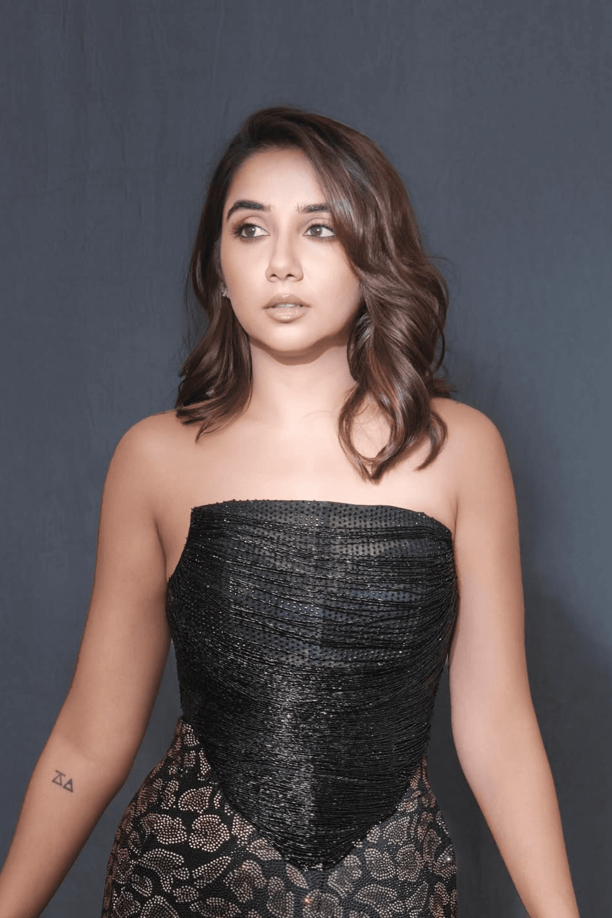Prajakta  Koli in Bhadri Black Fringe Corset with Leopard Pant — gallery 2