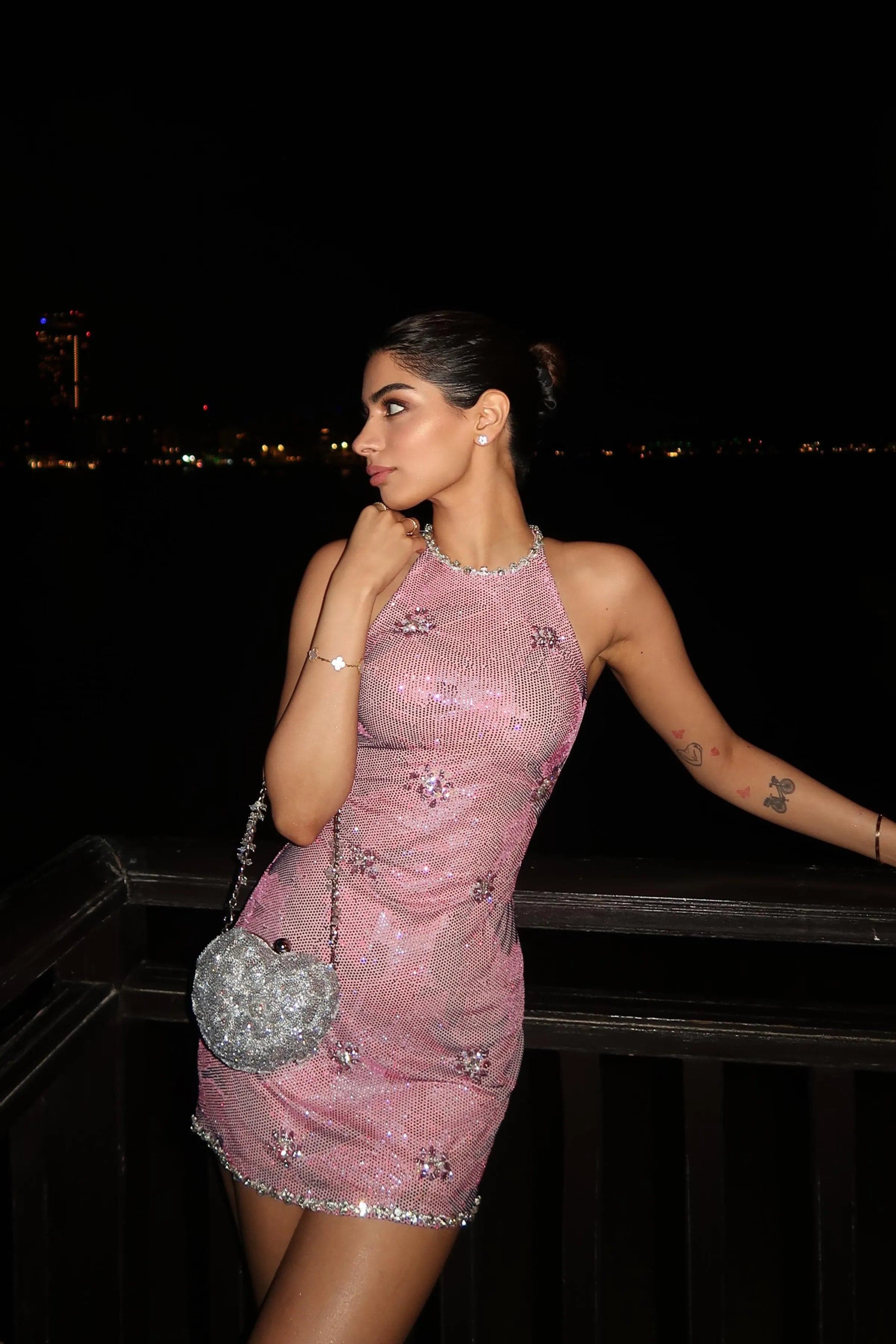 Khushi Kapoor in Iris Rose Mini Dress — gallery 2