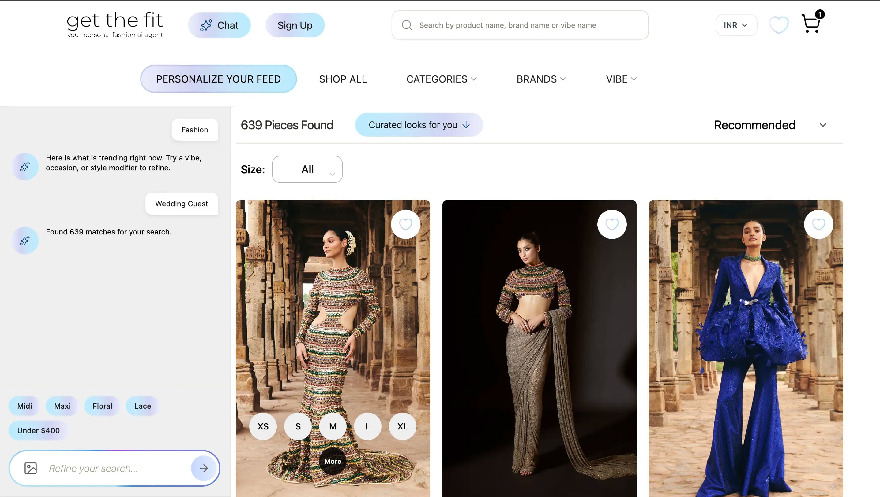 AI search results showing elegant black dresses