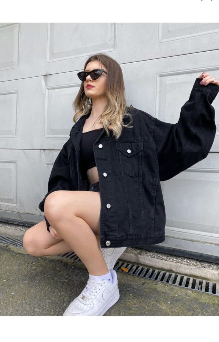 Oversized Black Denim jacket — primary look