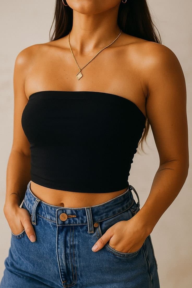 Essential Ribbed Black Tank Top — primary look